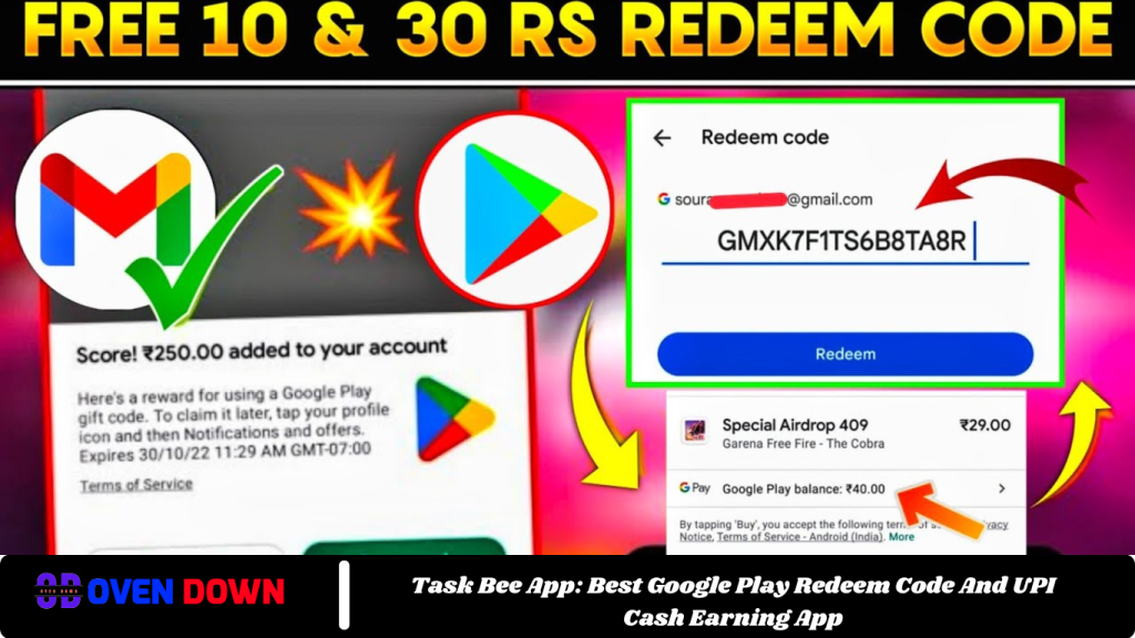 Task Bee App: Best Google Play Redeem Code And UPI Cash Earning App